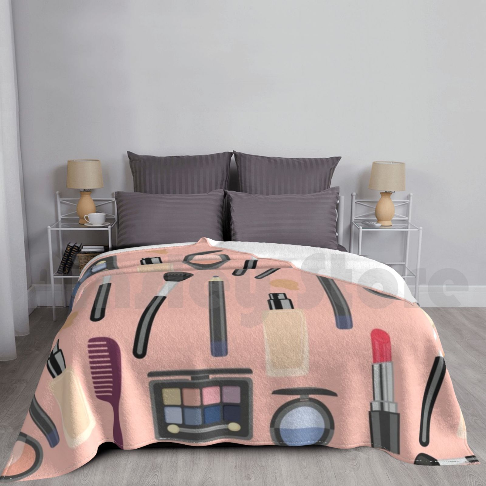 Beauty Makeup Vector - Makeup Kit Blanket For Sofa Bed
