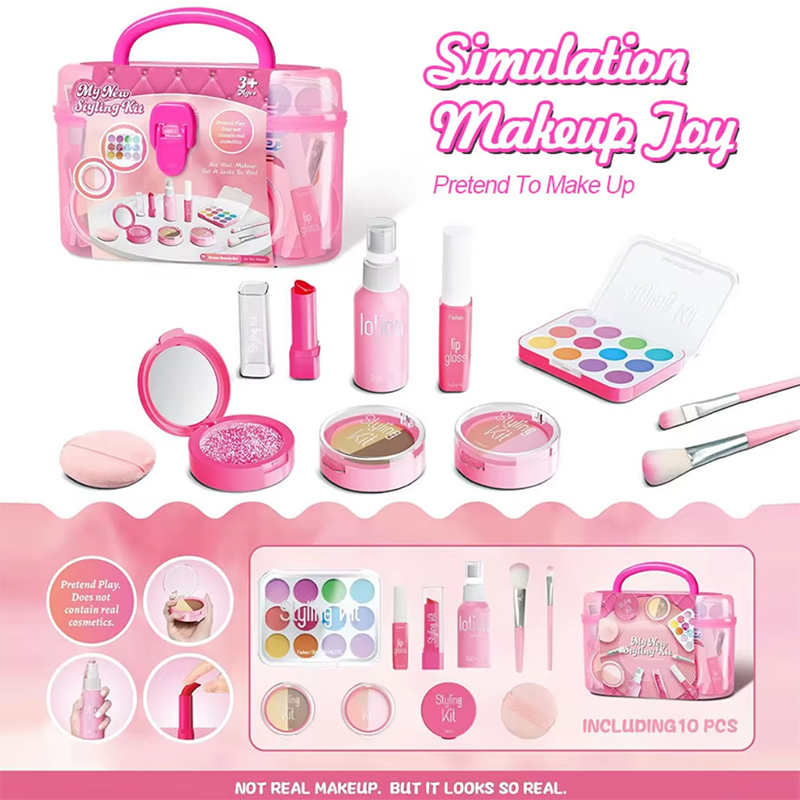Beauty Makeup Kit For Kids - 10 Pcs/set Simulation Pretend Makeup Play