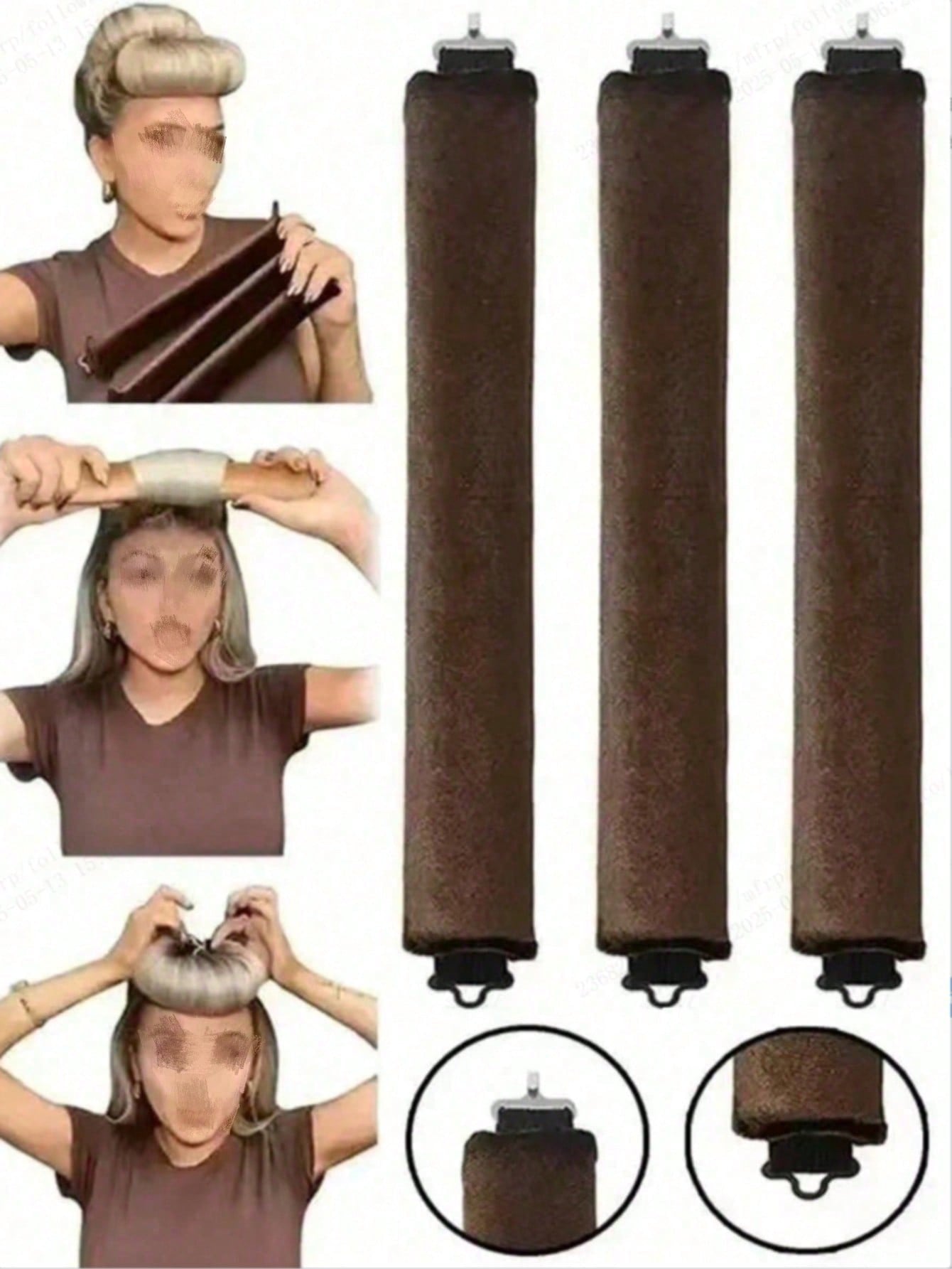 Hair Curling Wand - 1/3/5pcs Set Hair Curlers, Satin No-Heat