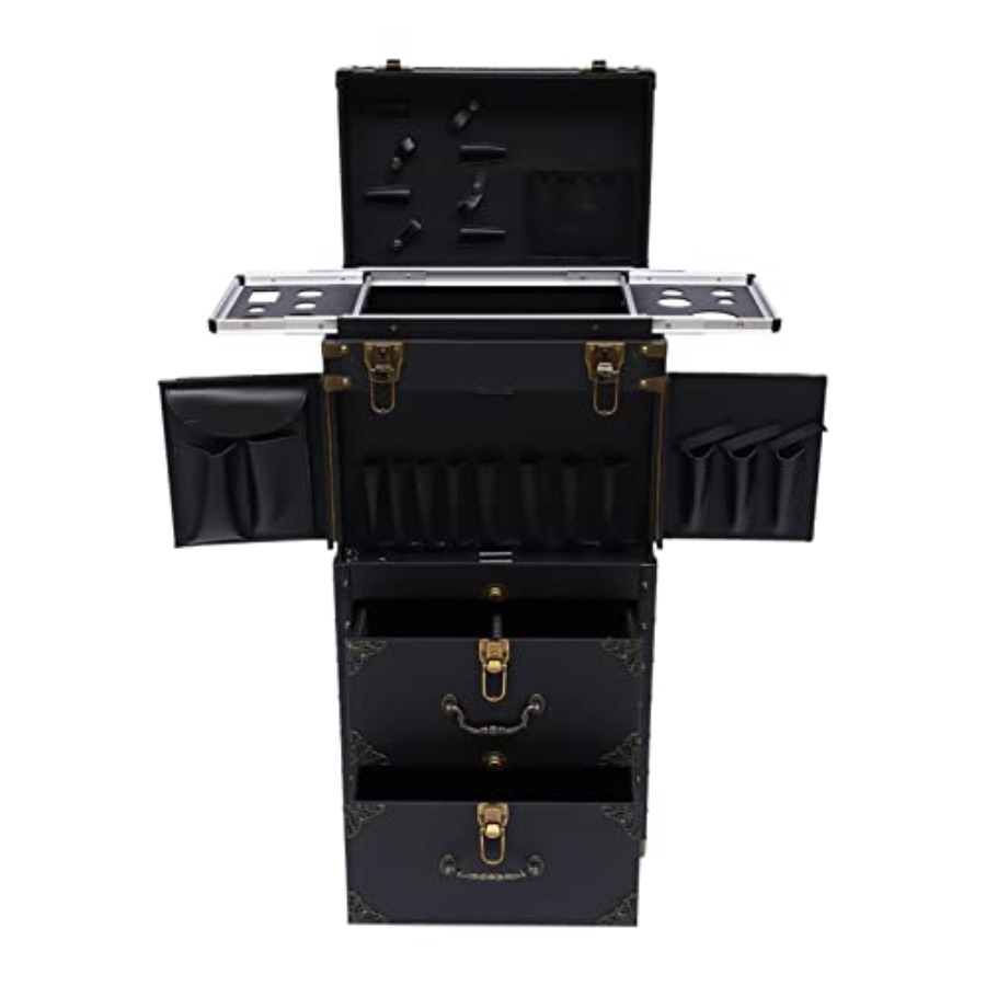 Beauty Makeup Case - Rolling Lockable Makeup Train Case for