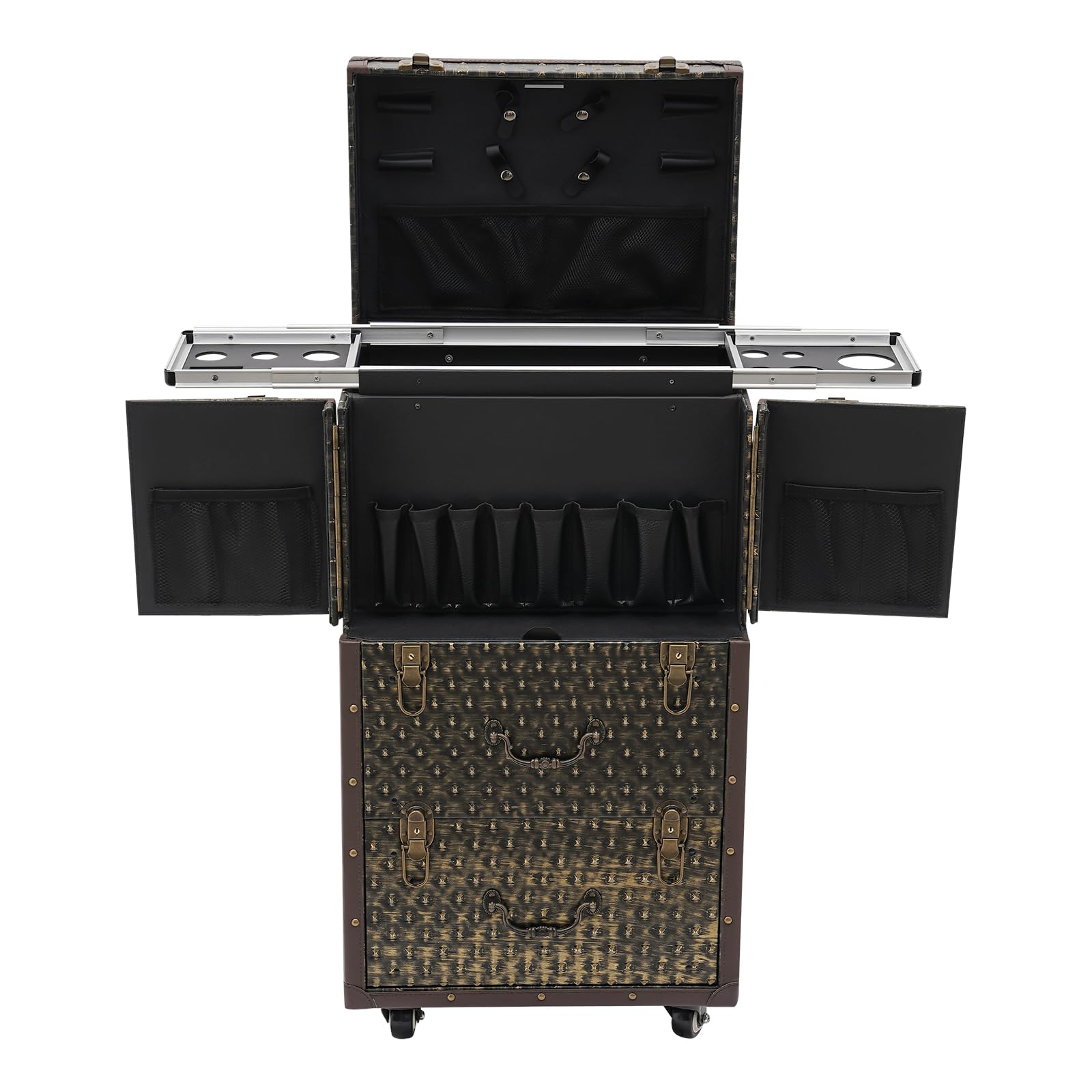 Beauty Makeup Case - Rolling Lockable Makeup Train Case Hairdressing