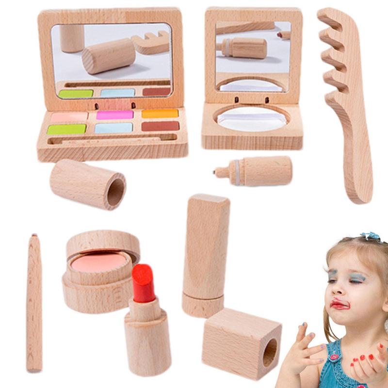 Beauty Makeup Kit For Kids - Toy Makeup Set For Girls Wooden