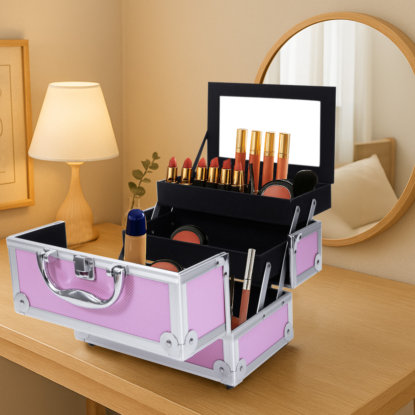 Pink Aluminum Alloy Makeup Cas - Beauty Makeup Case avis et prix
