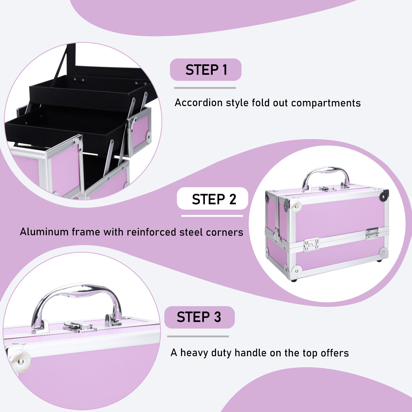 Pink Aluminum Alloy Makeup Cas - Beauty Makeup Case avis et prix