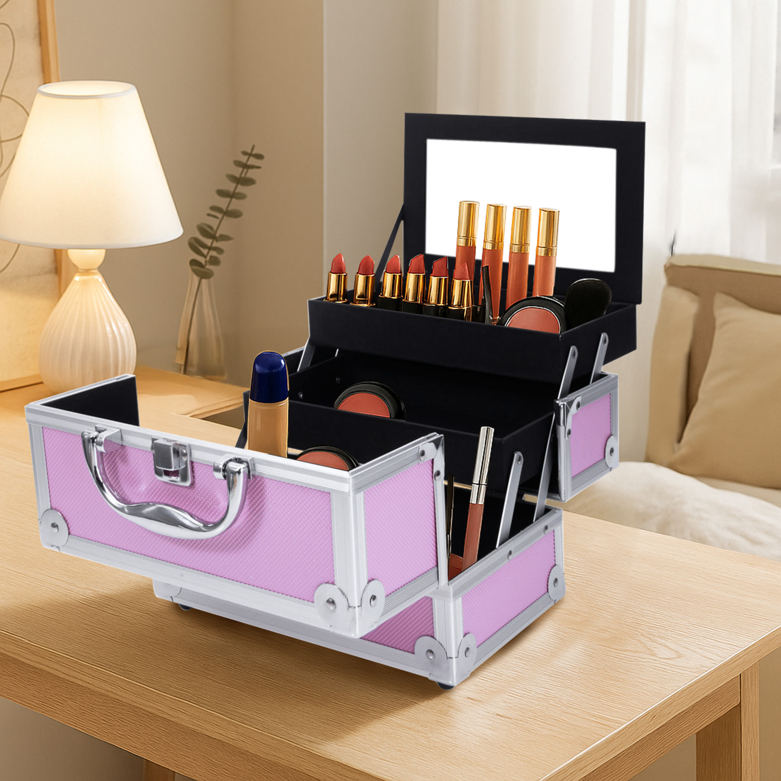 Pink Aluminum Alloy Makeup Cas - Beauty Makeup Case avis et prix