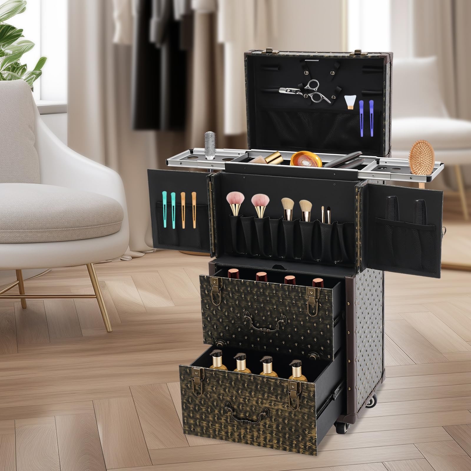 Rolling Lockable Makeup Train  - Beauty Makeup Case avis et prix