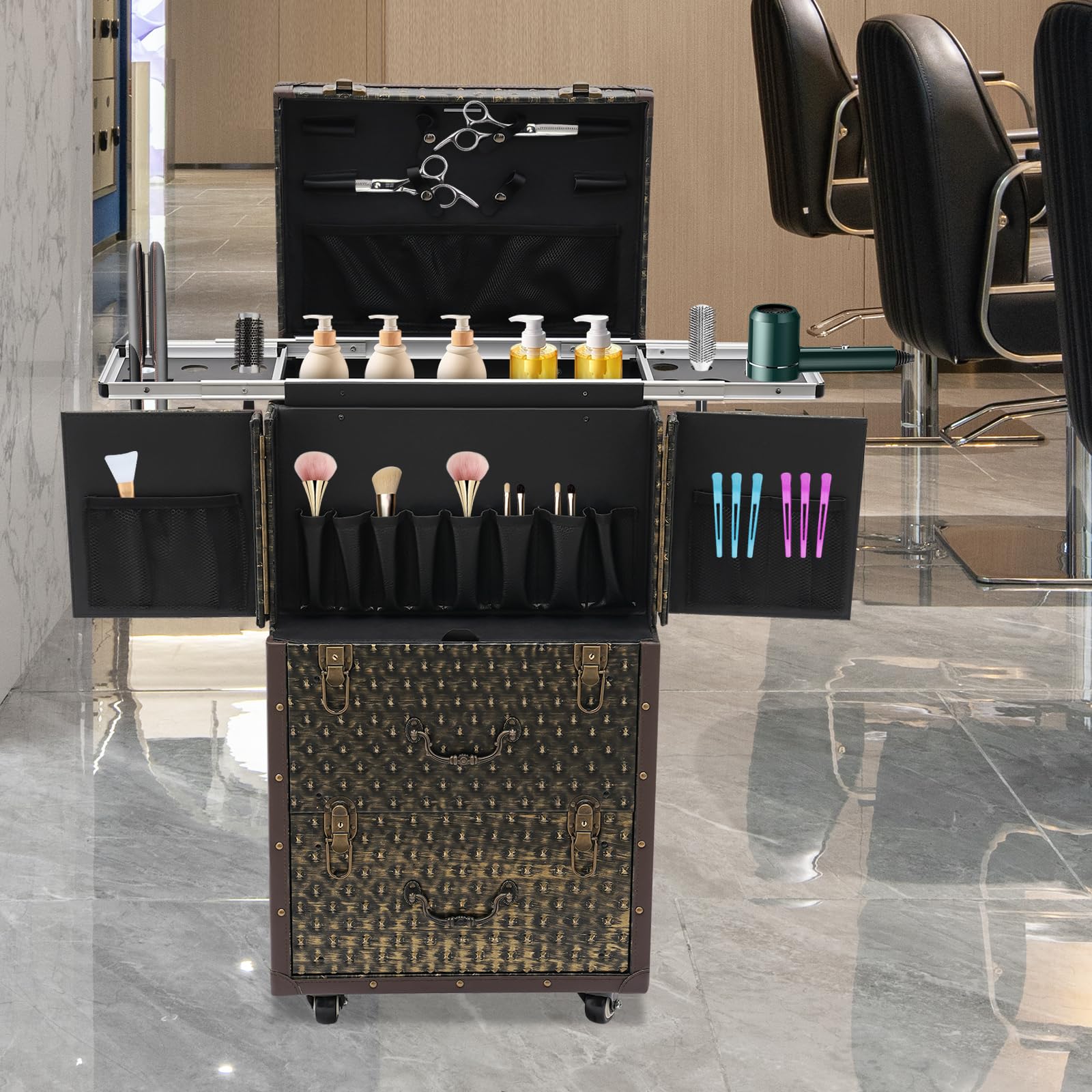 Rolling Lockable Makeup Train  - Beauty Makeup Case avis et prix
