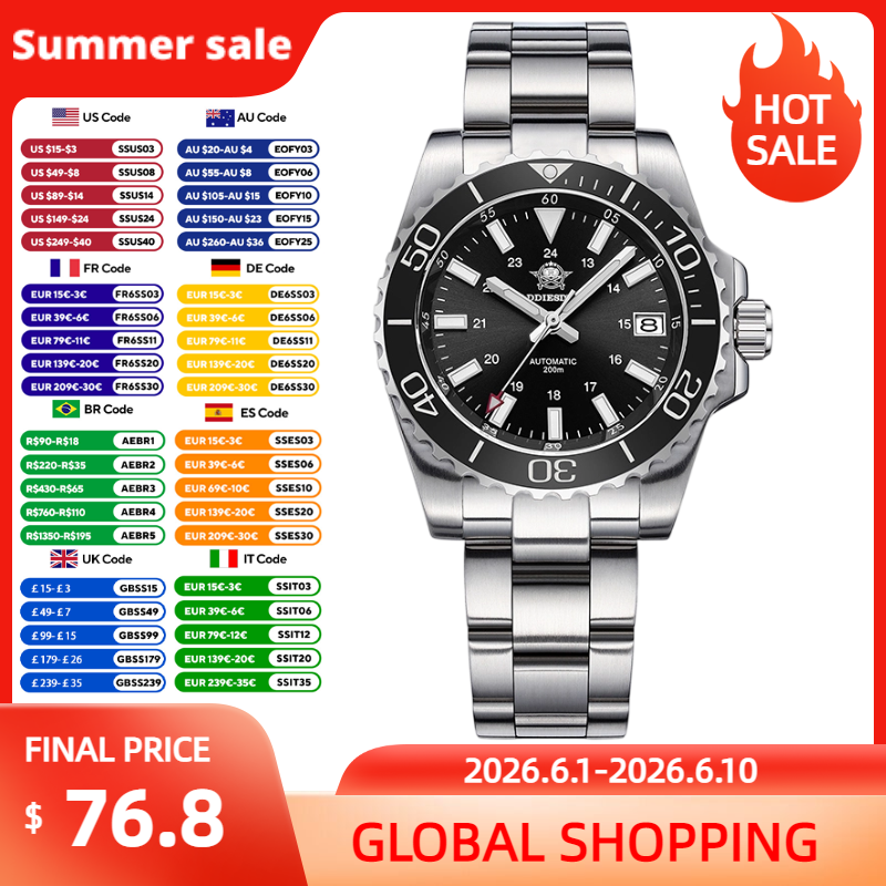 ADDIESDIVE Man Automatic Watch - Blush Brush Kabuki avis et prix