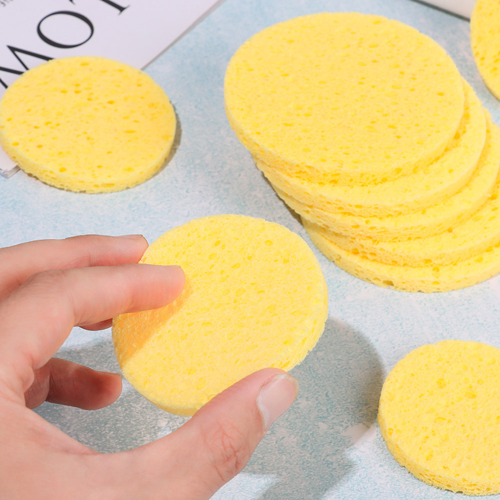 10pcs 6-9cm Yellow Face Round  - Cosmetic Sponge avis et prix