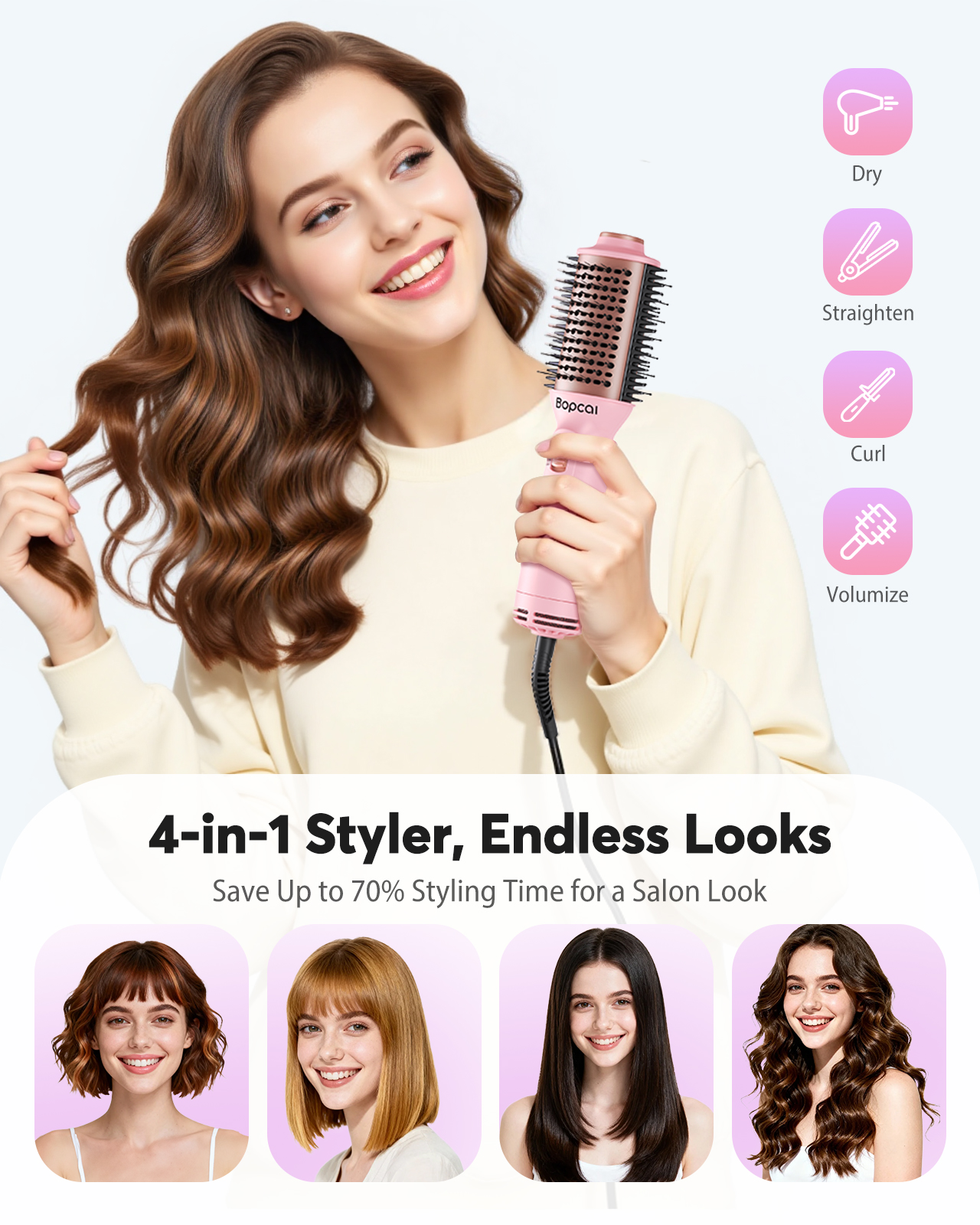 4 IN 1 Hot Air Brush Straighte - Hair Curling Wand avis et prix
