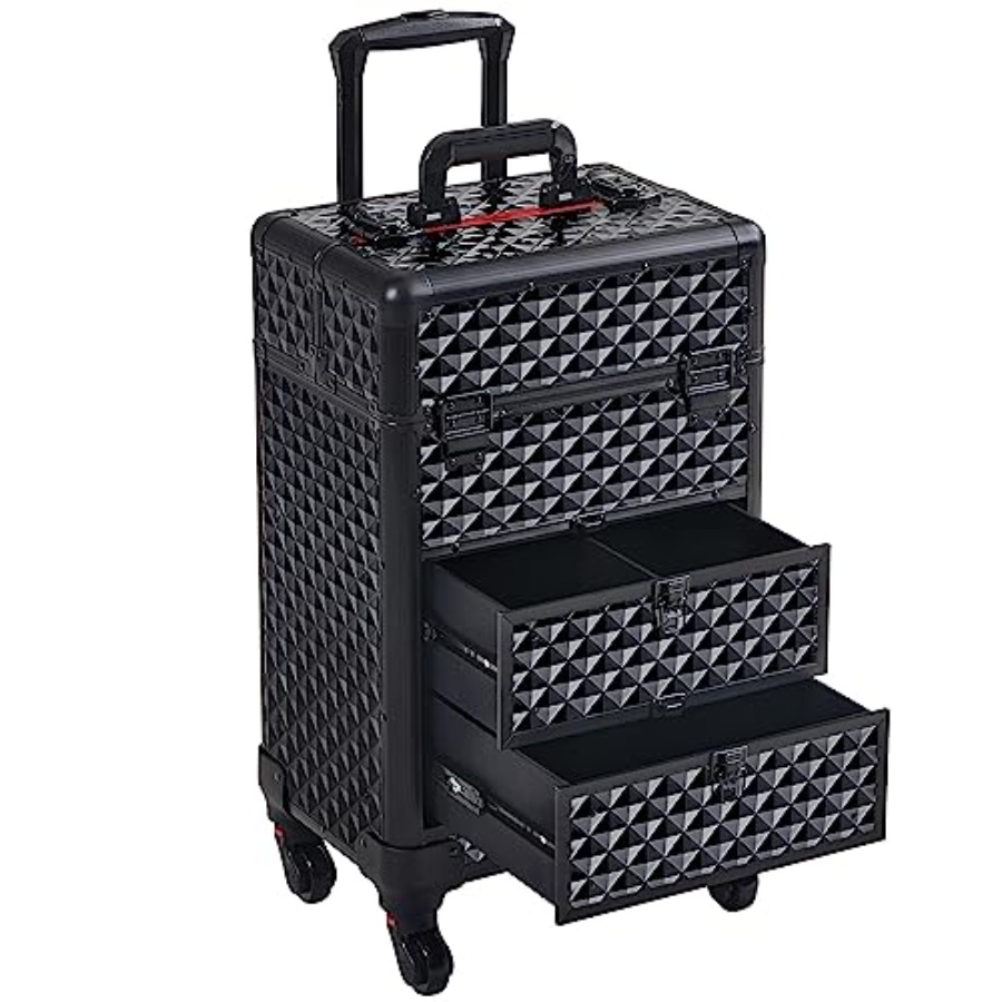 Rolling Makeup Train Case with - Beauty Makeup Case avis et prix