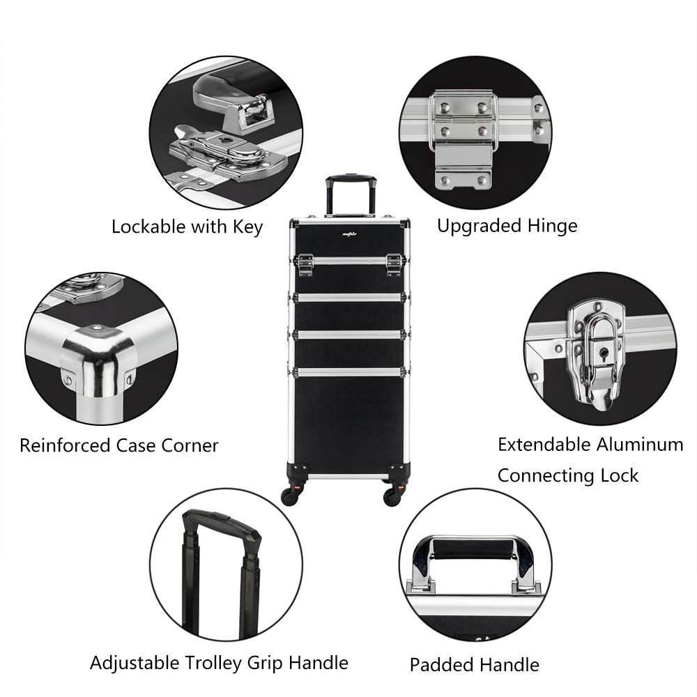 Aluminum 4-in-1 Rolling Makeup - Beauty Makeup Case avis et prix
